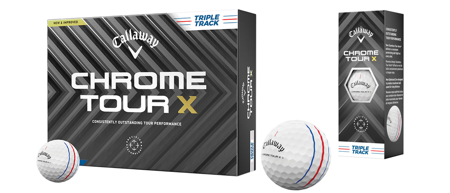 Callaway Chrome Tour X Triple Track Golfball – Höchster Spin, Distanz und Präzision für dein Spiel.